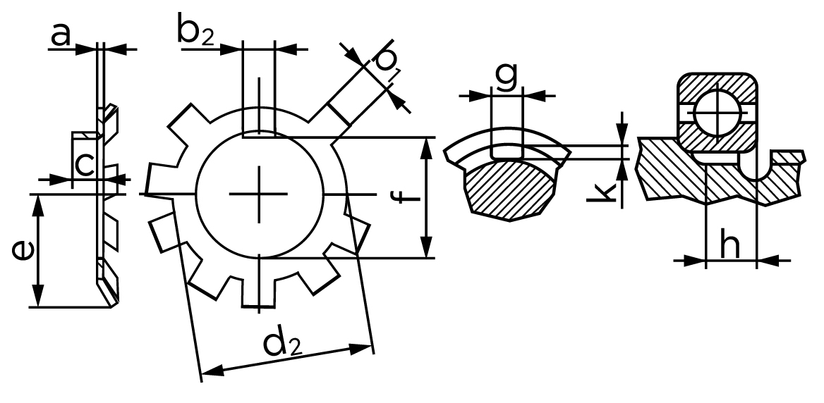 Teknisk tegning af DIN 70952